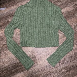 SHEIN Green Ribbed Long Sleeve Top